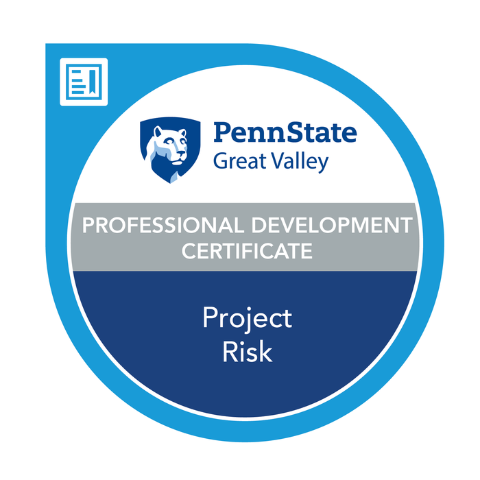 Credly badge that says "Project Risk Professional Development Certification"
